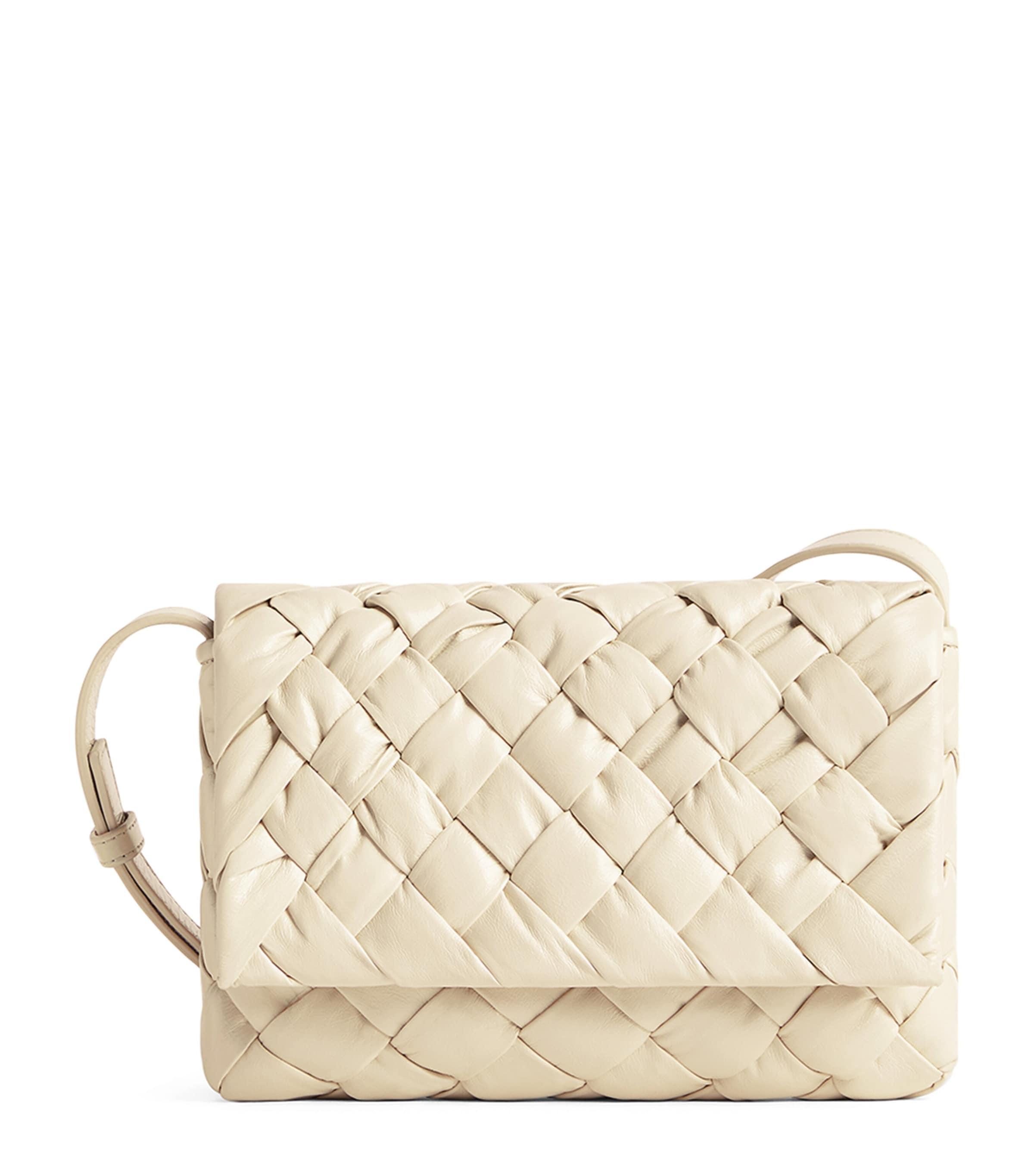 BOTTEGA VENETA Small Leather Rumple Cross-body Bag In White Product Image