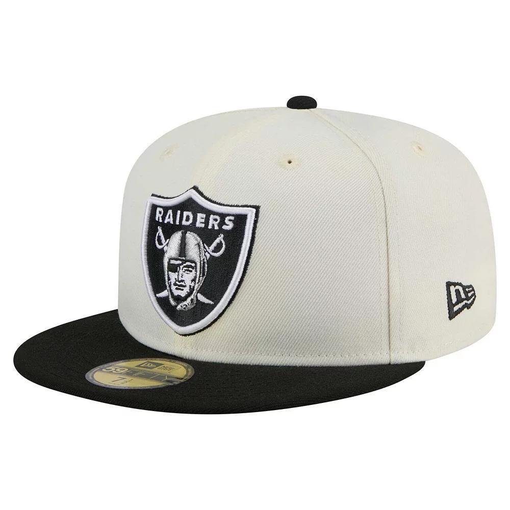 Men's New Era  White/Black Las Vegas Raiders Main 59FIFTY Fitted Hat, Size: 7 5/8, Lvr White Product Image