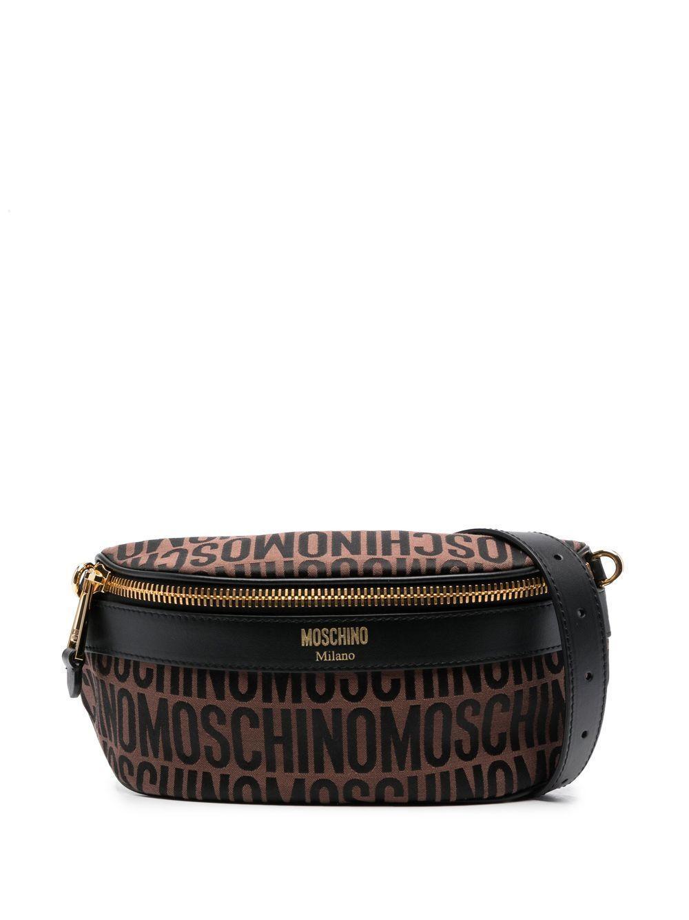 MOSCHINO Jacquard-logo Motif Belt Bag In Brown Product Image