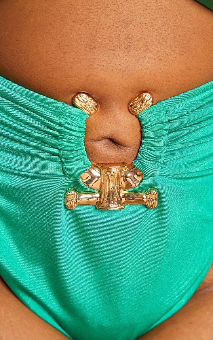 Plus Green Hammered Trim Bikini Bottoms Product Image