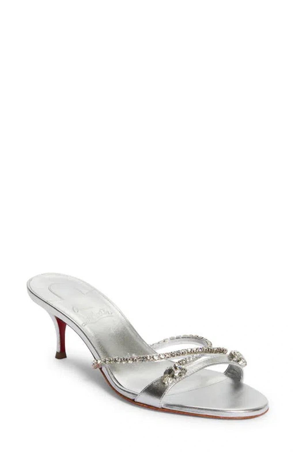 CHRISTIAN LOUBOUTIN Simple Queenie Slide Sandal In Silver Product Image