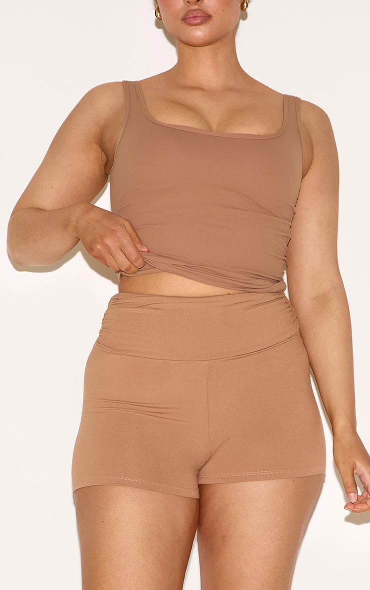 Shape Taupe Active Ruched Side High Waisted Biker Shorts Product Image