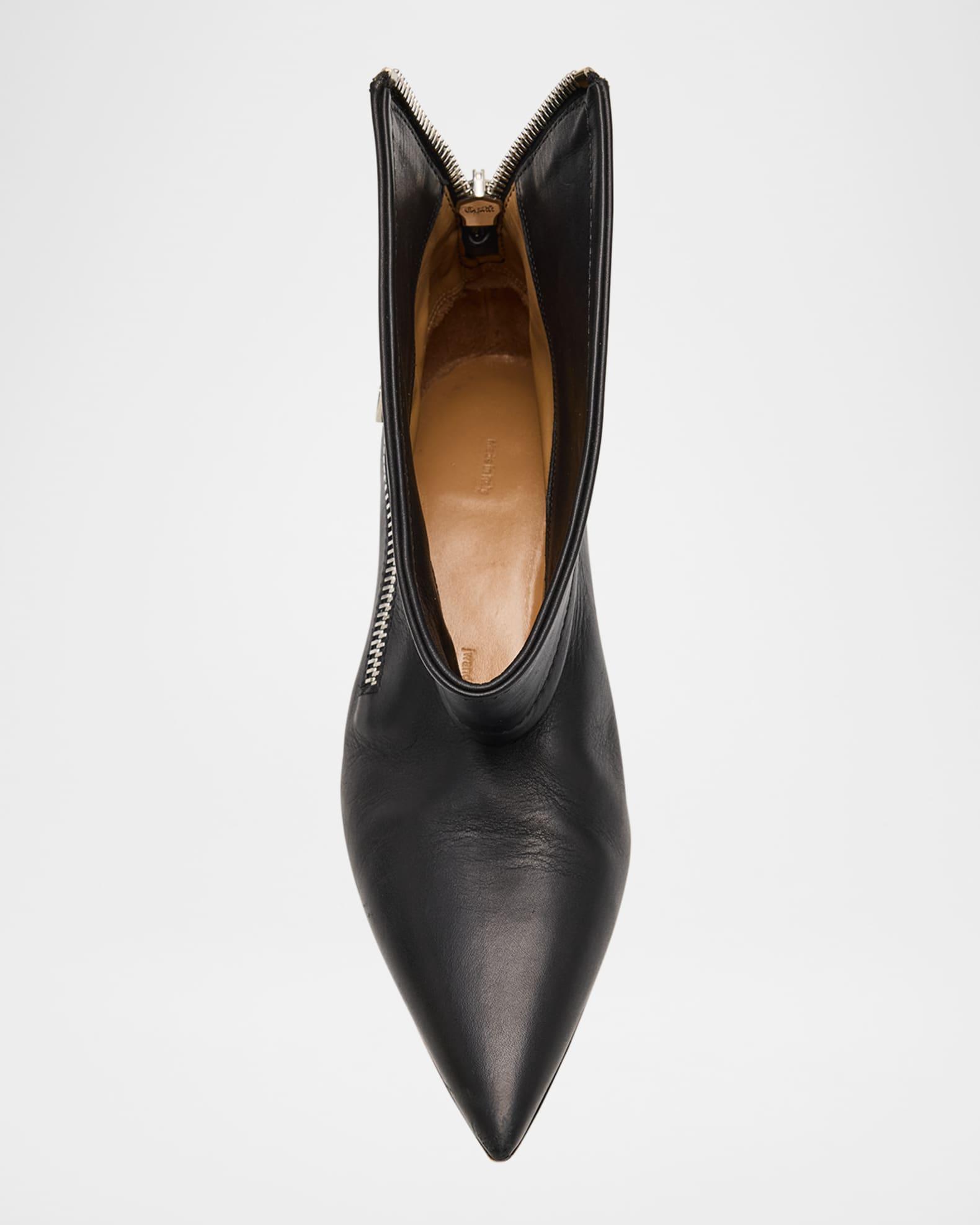 Biker Leather Kitten-Heel Booties Product Image