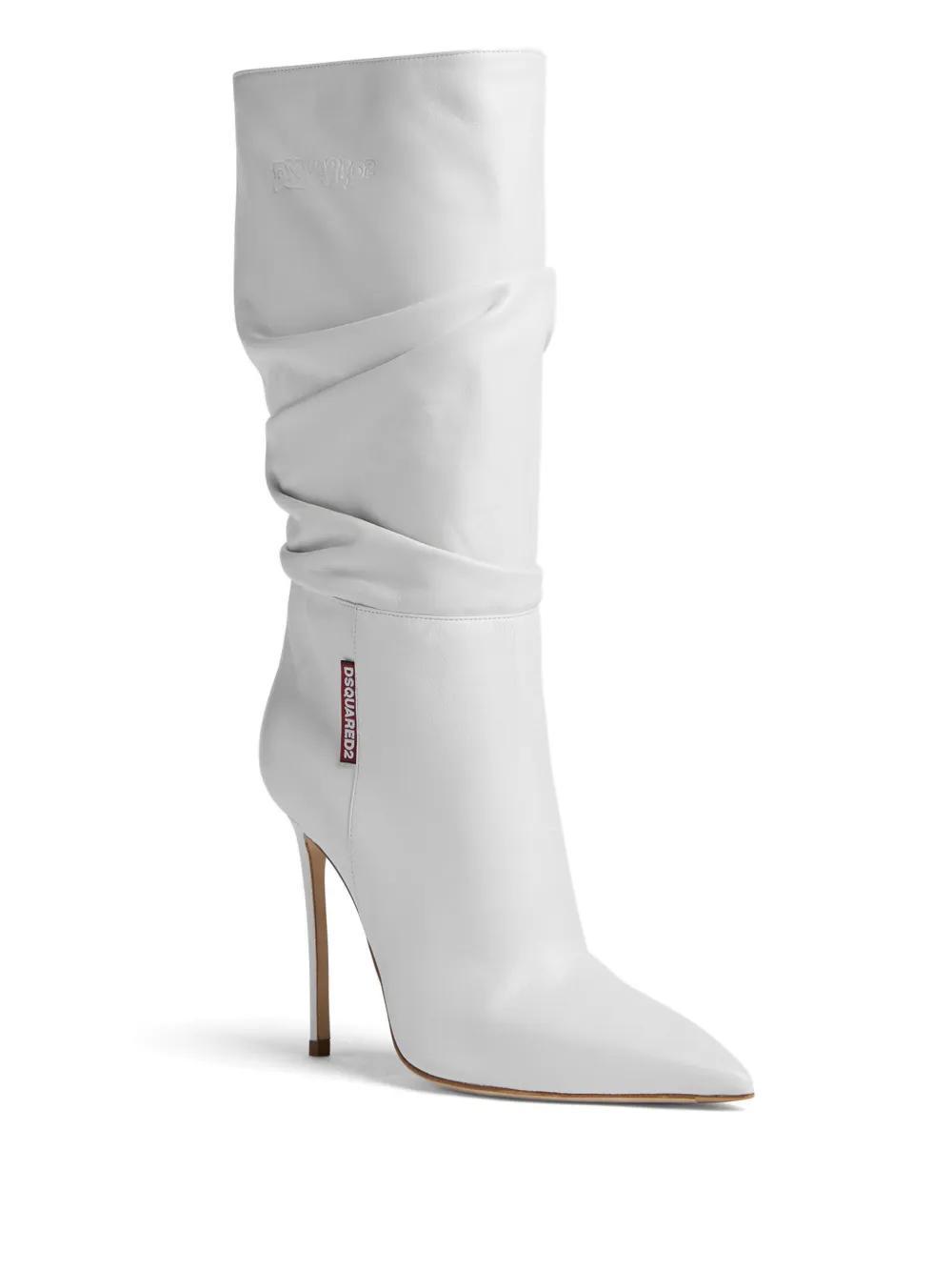 100mm draped-detail leather boots  Product Image