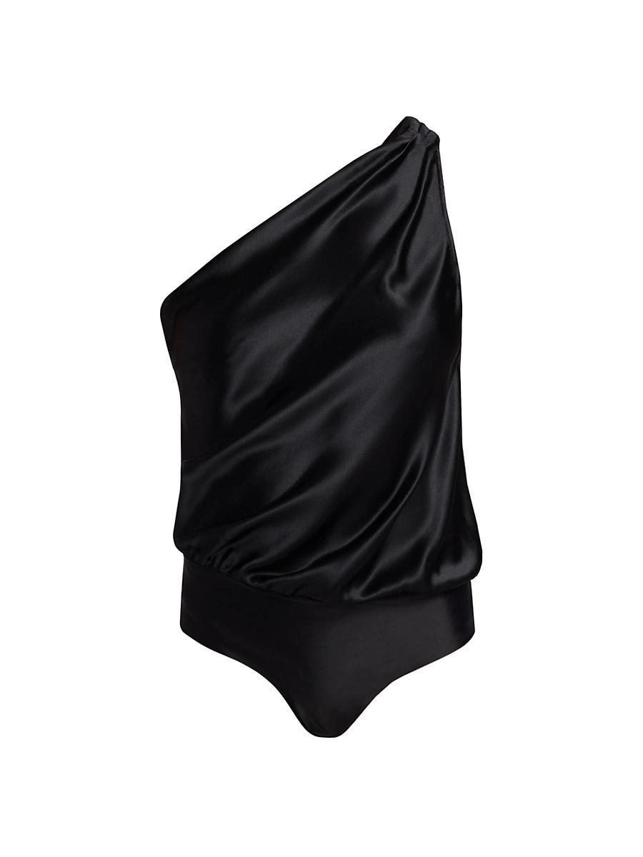 Darby Asymmetric Charmeuse Bodysuit Product Image