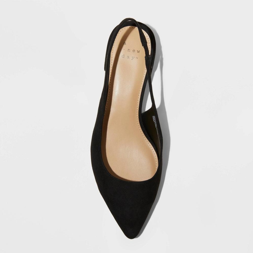 Womens Elle Slingback Pointed Toe Heels - A New Day Black 11 Product Image