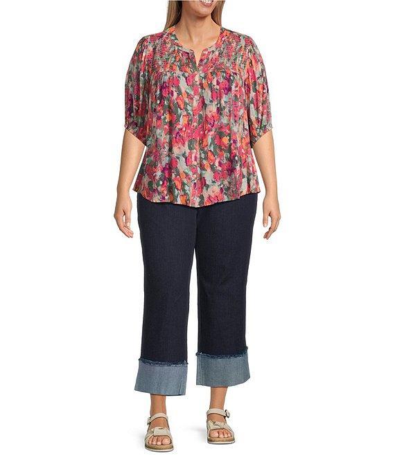 Intro Plus Size Valerie Wide Cuff Pull-On Denim Pants Product Image