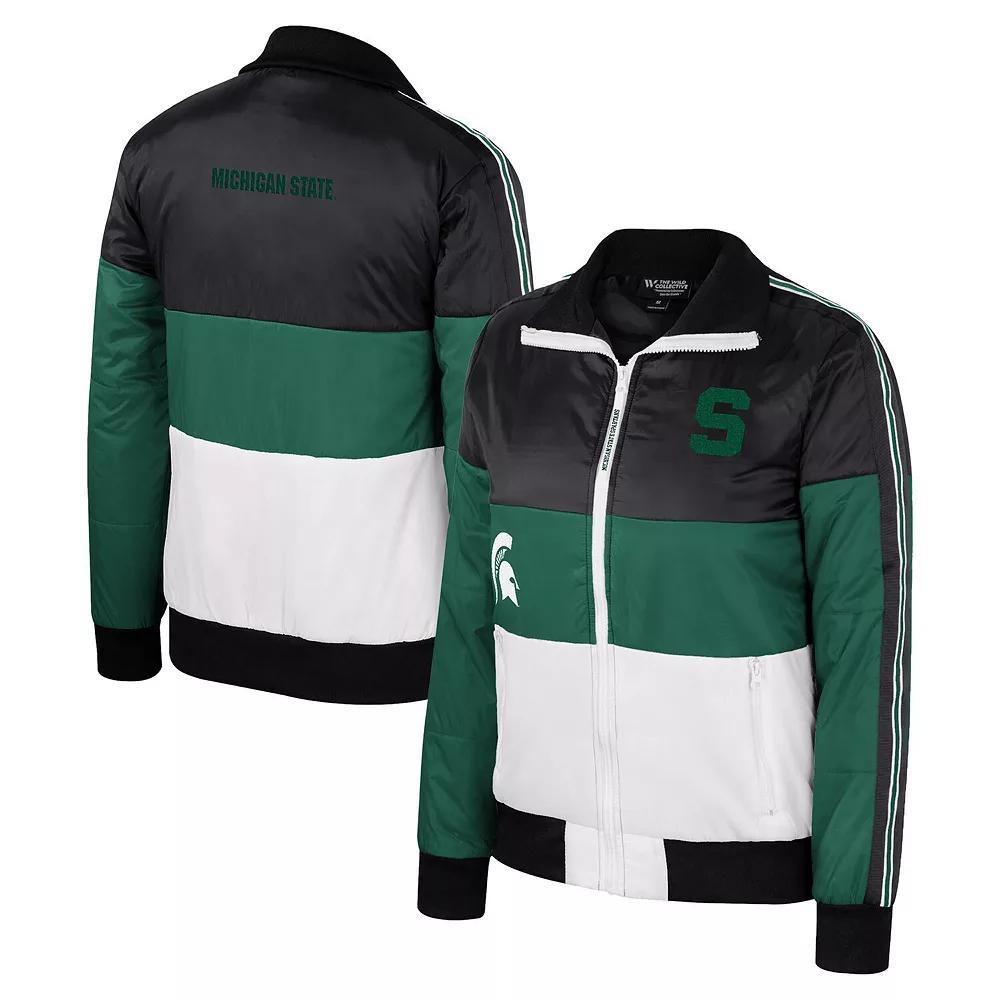 Women's The Wild Collective  Green Michigan State Spartans Color-Block Puffer Full-Zip Jacket, Size: Large Product Image