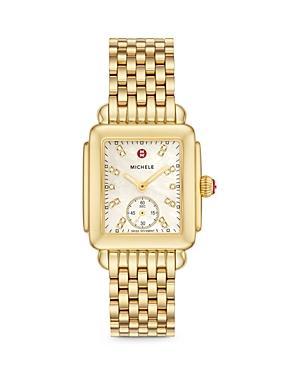 Michele Deco Mid Gold Diamond Dial Watch, 29 x 31mm Product Image