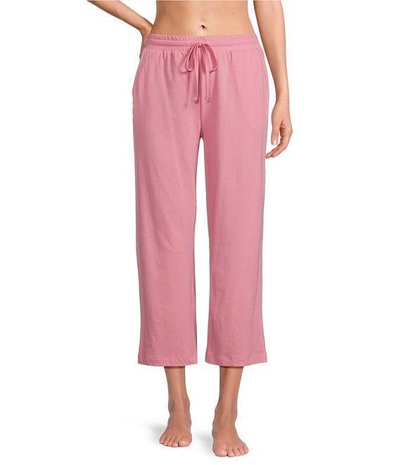 N by Natori Solid Knit Drawstring Tie Waist Side Pocket Coordinating Cropped Lounge Pant Product Image