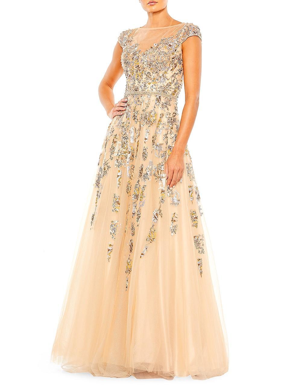 Womens Flared Sequin Pattern Gown Product Image