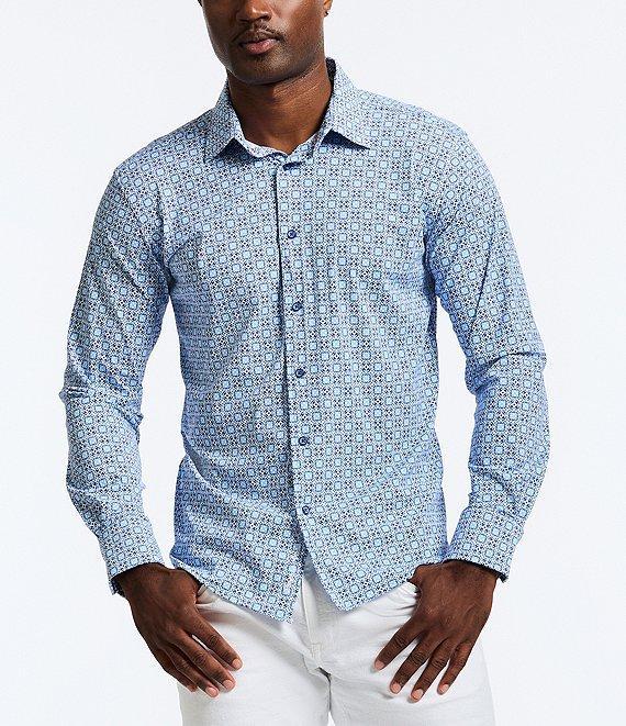 Robert Graham Caspian Stretch Knit Long Sleeve Woven Shirt Product Image
