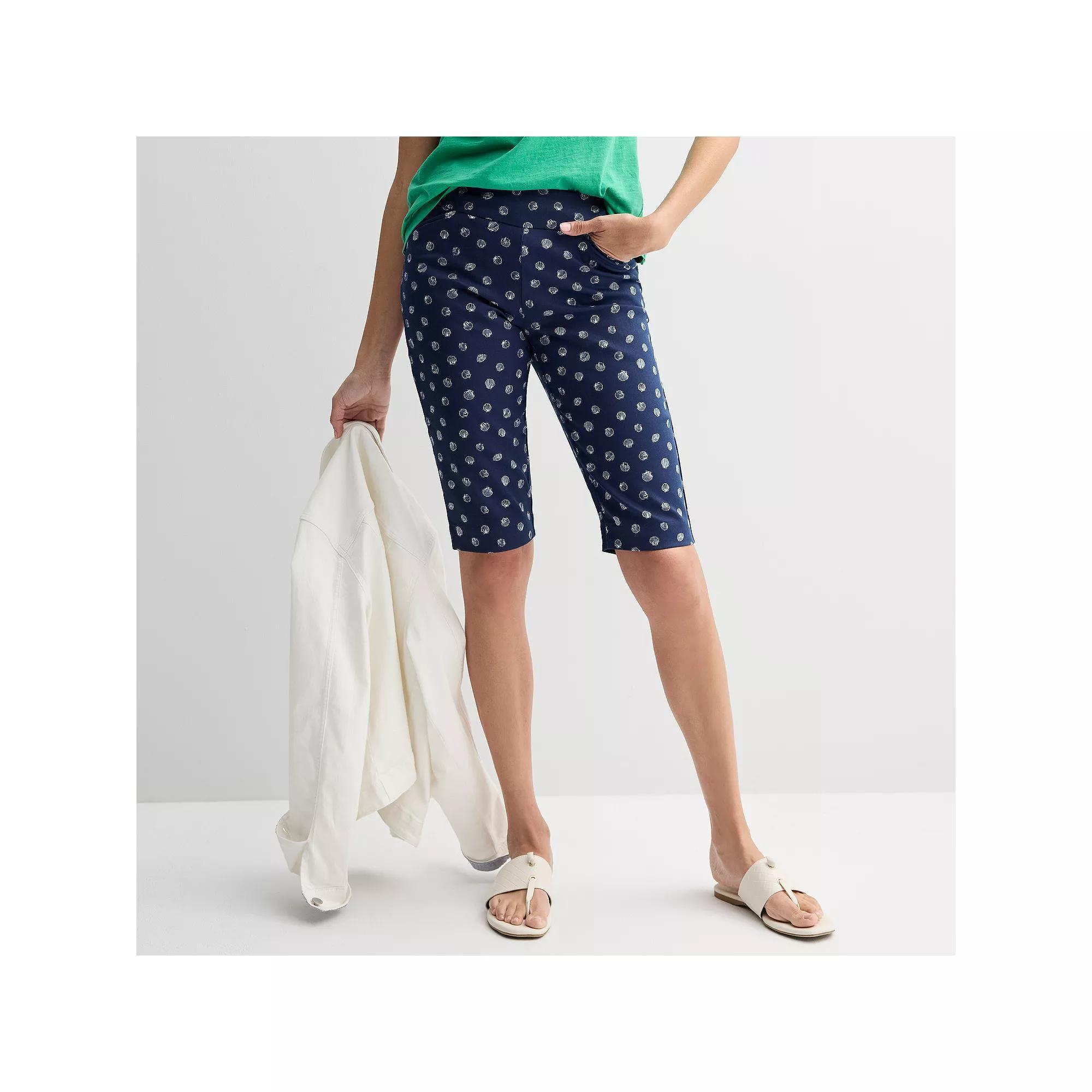 Women's Croft & Barrow® Effortless Stretch Midrise Skimmer Pants, Size: 10, Blue Small Shells Product Image