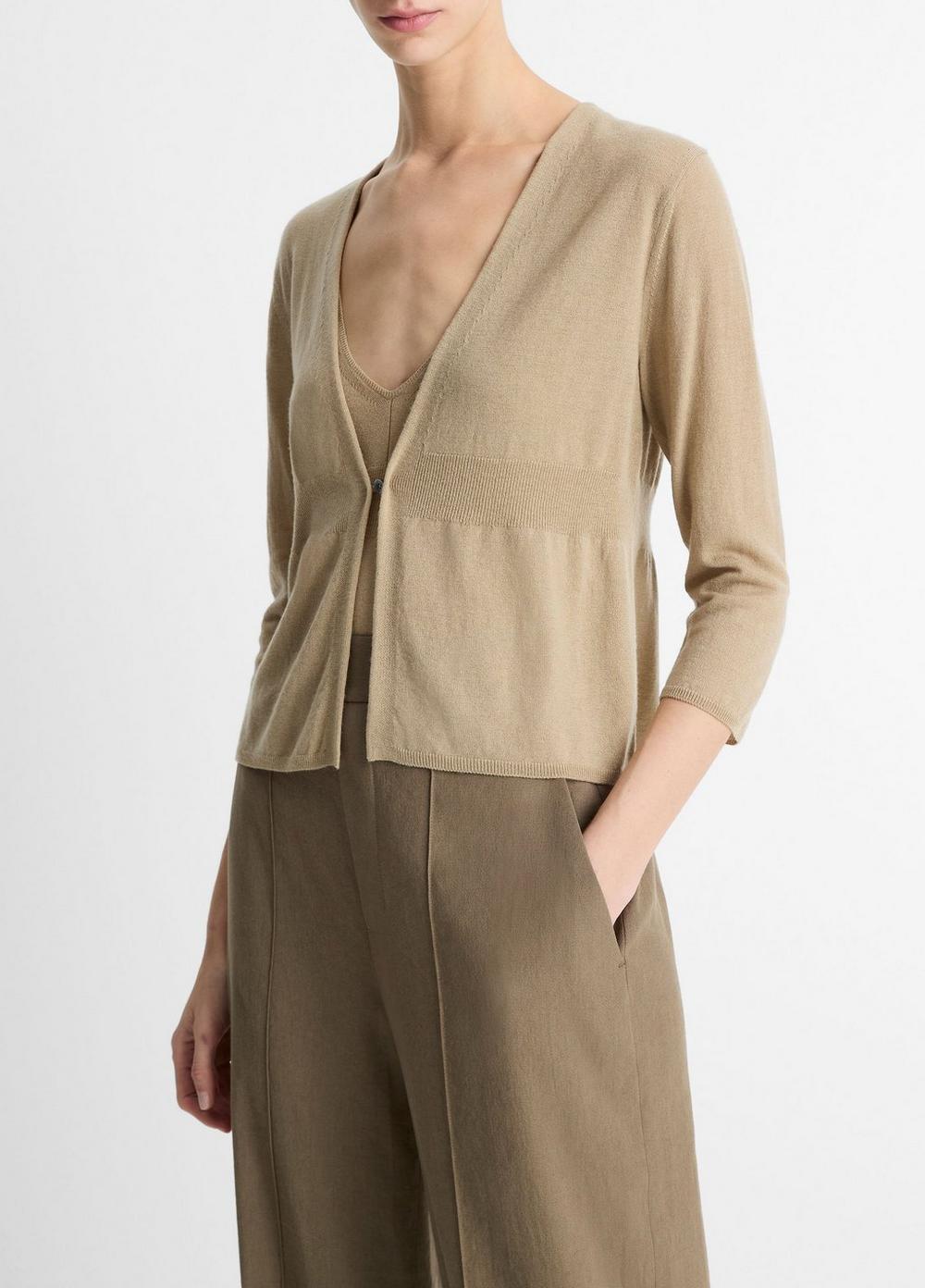 Wool & Cashmere-Blend Single-Button Cardigan Product Image