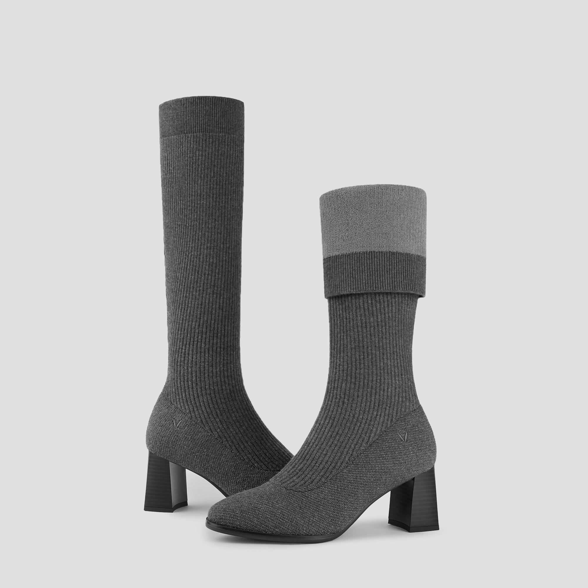 Round-Toe Water-Repellent Wool Knee High Boots (Tessa） Product Image