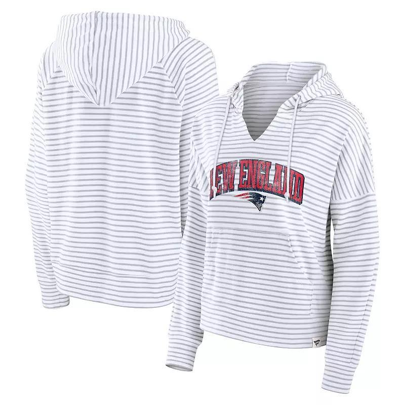 Womens Fanatics /Gray Florida Gators Arch Logo Striped Notch Neck Pullover Hoodie Product Image