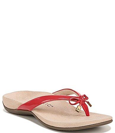 Vionic Bella Ribbed Metallic Bow Detail Thong Sandals Product Image