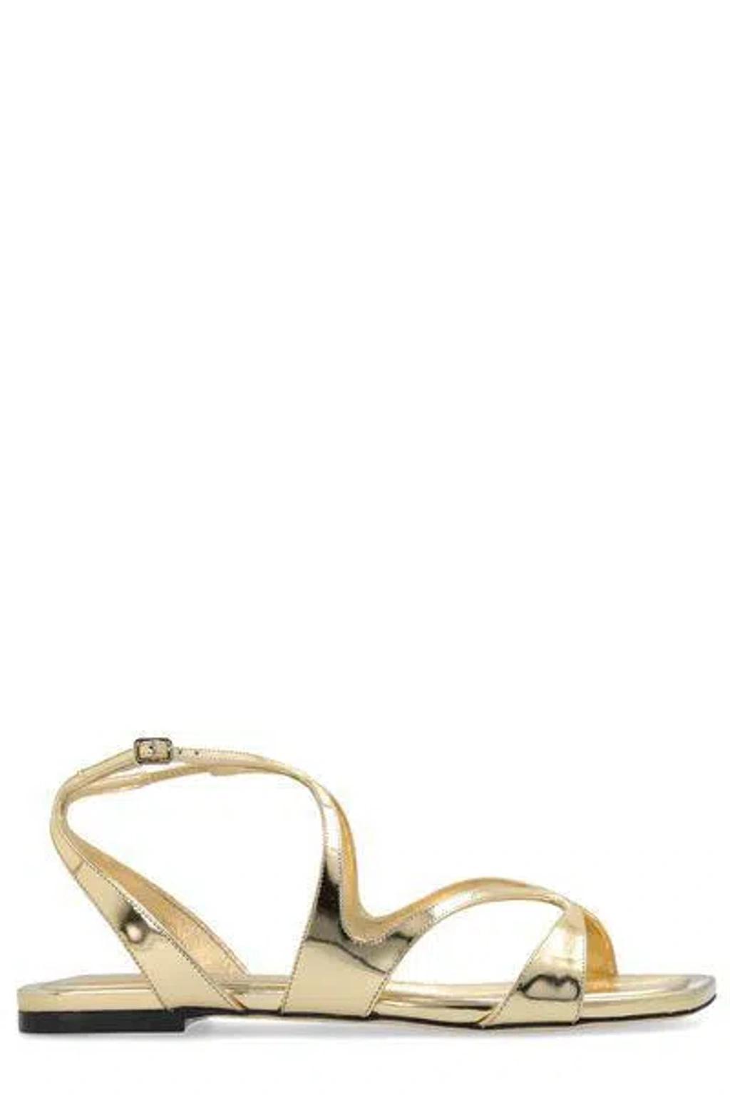 JIMMY CHOO Ayla Metallic Leather Ankle-strap Sandals In Gold Product Image