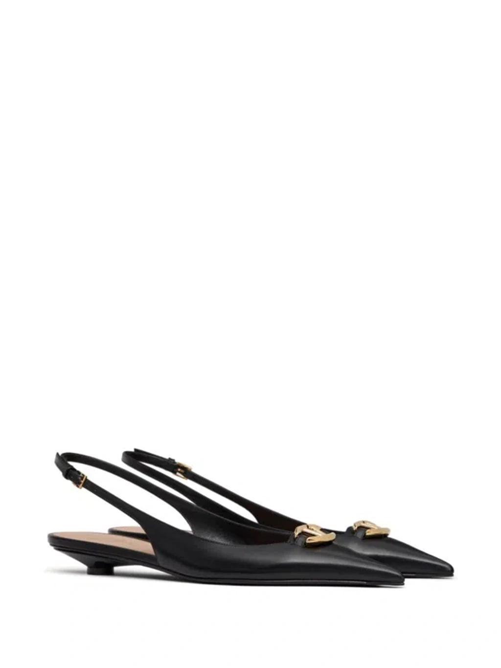 VALENTINO GARAVANI The Bold Edition Vlogo Calfskin Slingback Ballerinas 20mm Woman Black 35.5 Product Image