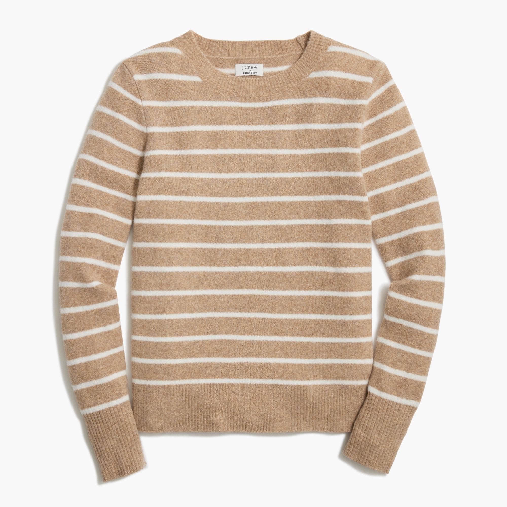 Striped crewneck sweater in extra-soft yarn Product Image