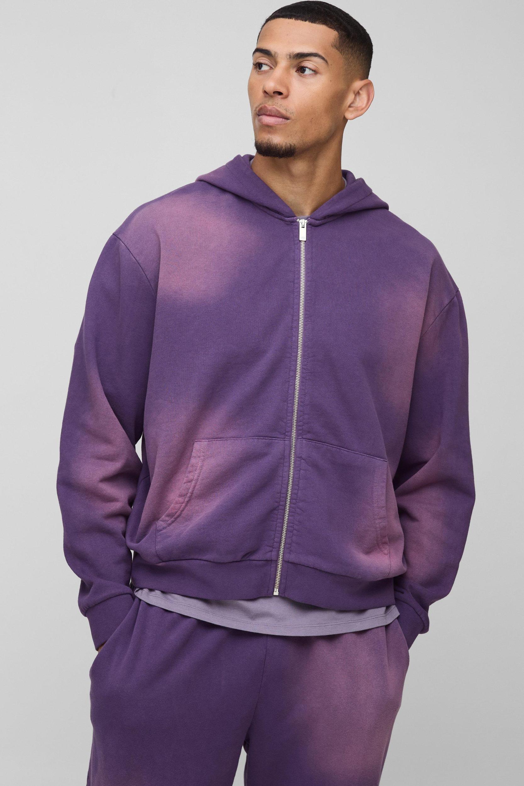 Oversized Boxy Spray Wash Zip Through Tracksuit | boohooMAN USA Product Image
