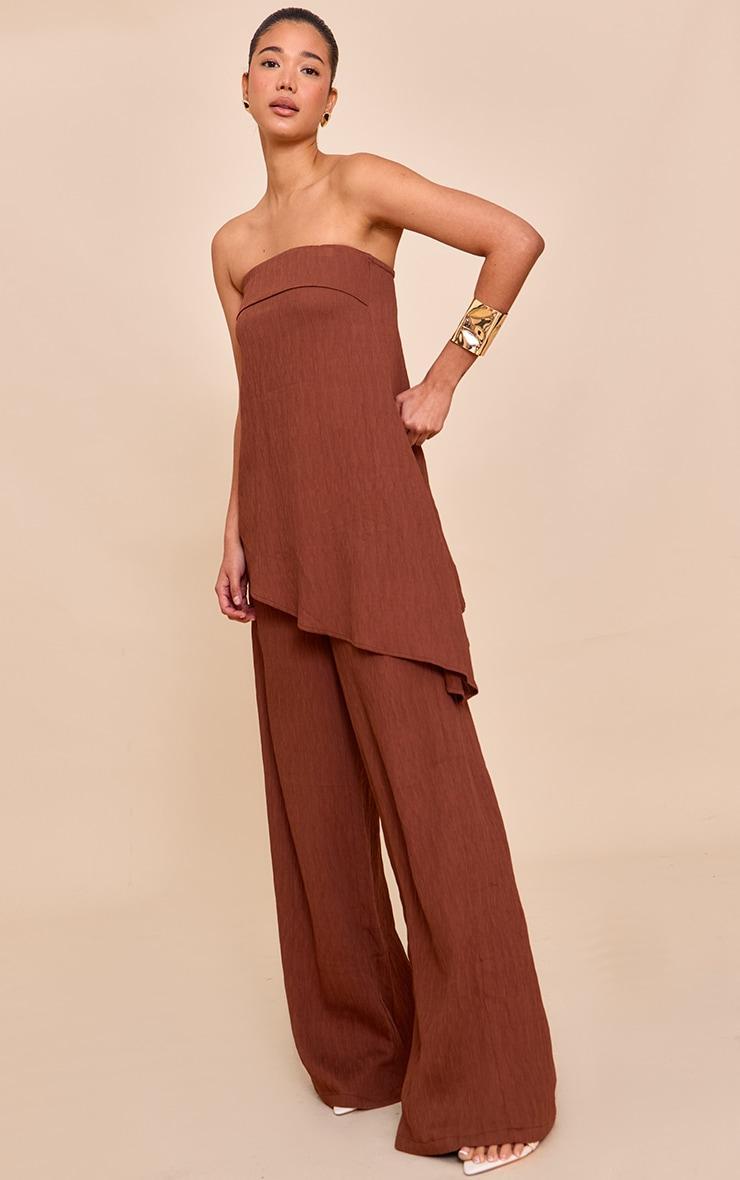  Chocolate Bandeau Asymmetric Drape Detail Top Product Image