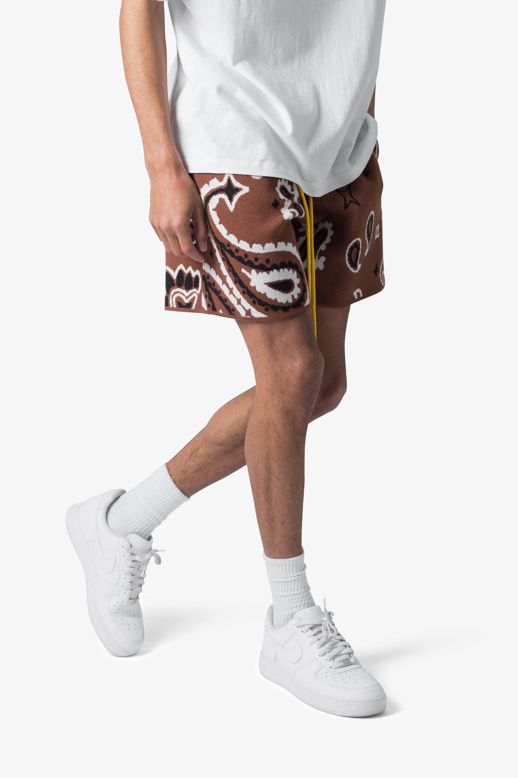 Paisley Knit Shorts - Brown Product Image
