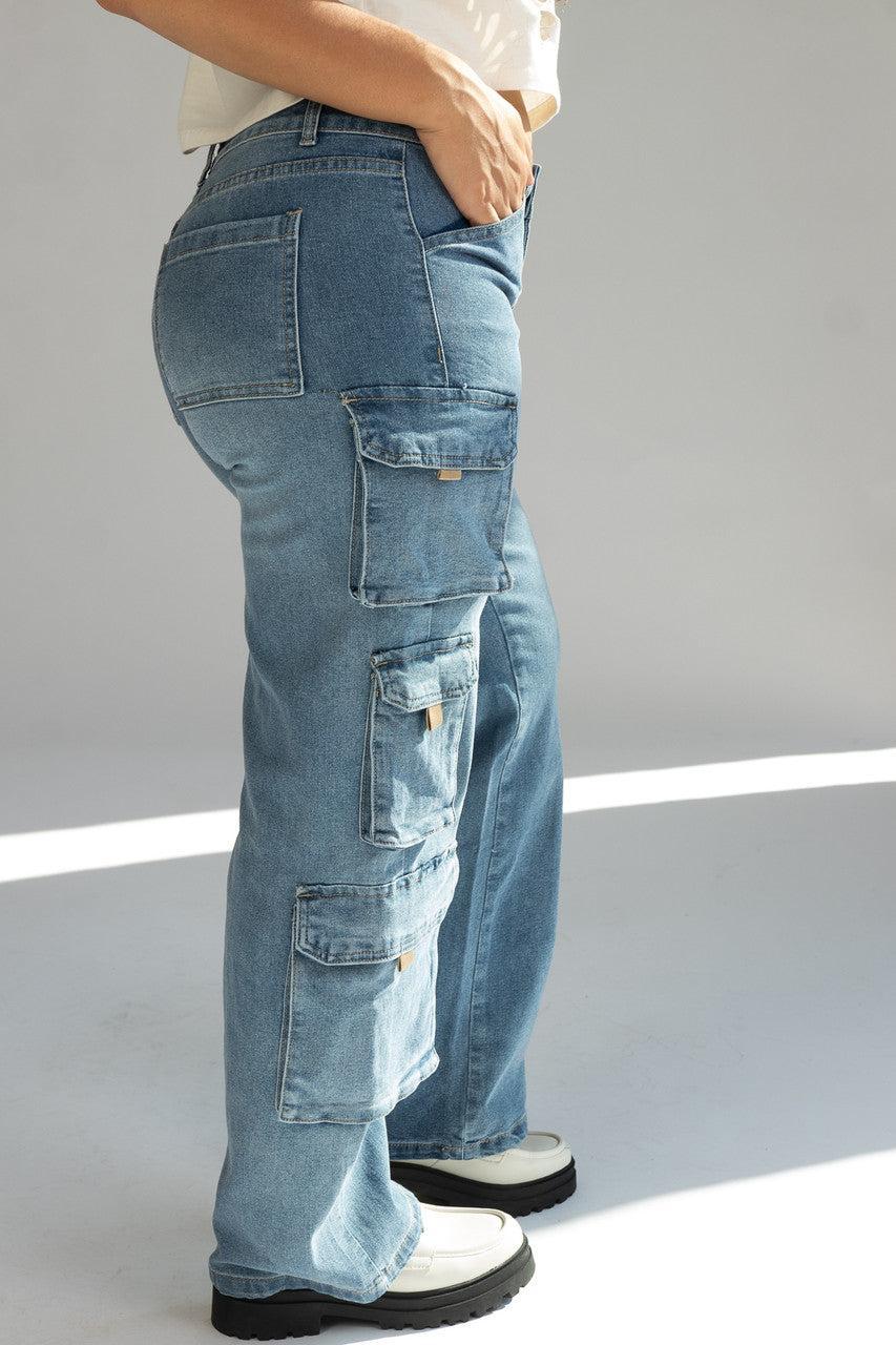 Mid Rise Cargo Jeans Product Image