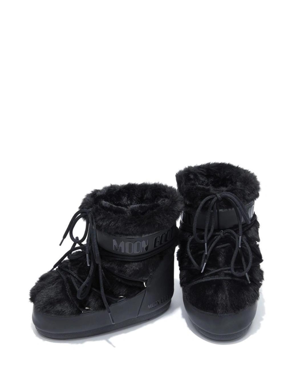 MOON BOOT Icon Short Faux Fur Snow Boots In Black Product Image