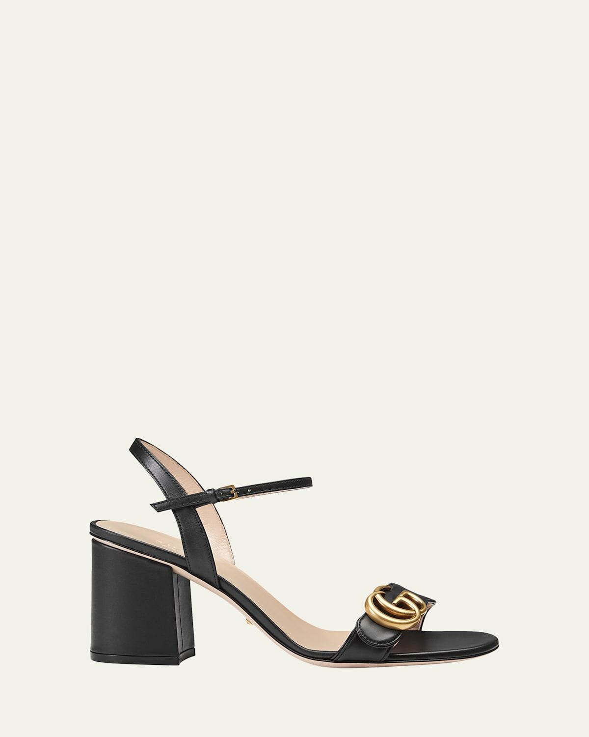 Marmont Leather GG Block-Heel Sandals Product Image