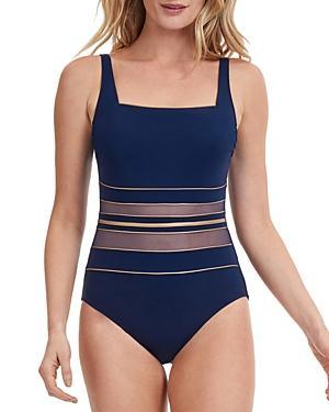 Womens Onyx Stripe One-Piece Swimsuit Product Image