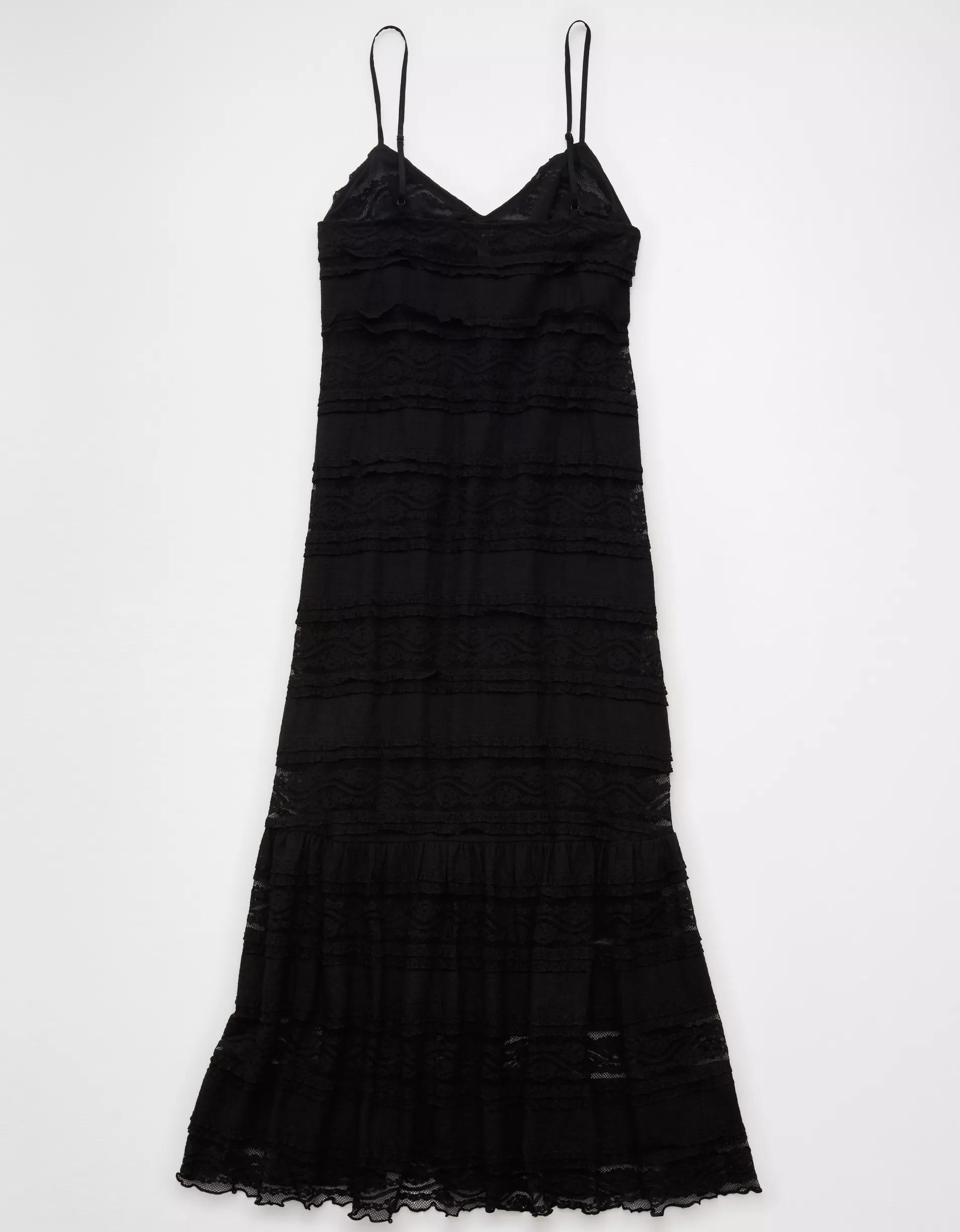 AE Lace V-Neck Tiered Midi Dress Product Image