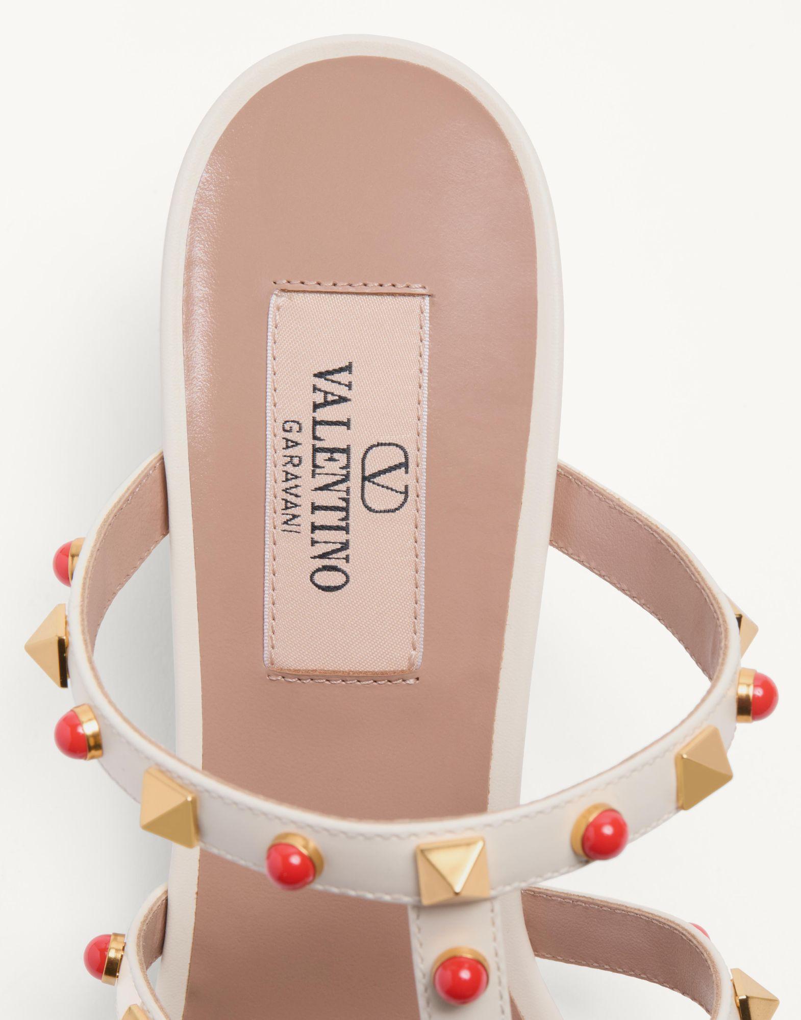 Rockstud Slide Sandal In Calfskin With Cabochon Stones 60Mm Product Image