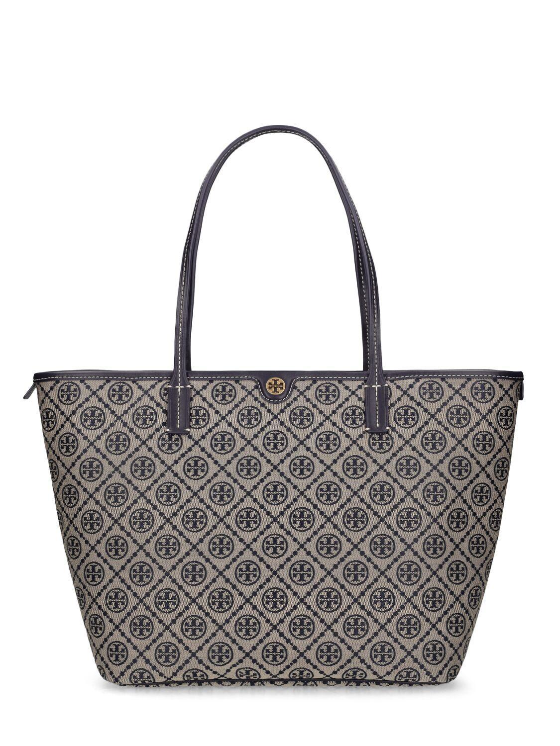 TORY BURCH T Monogram Canvas Tote Bag In Blue Product Image