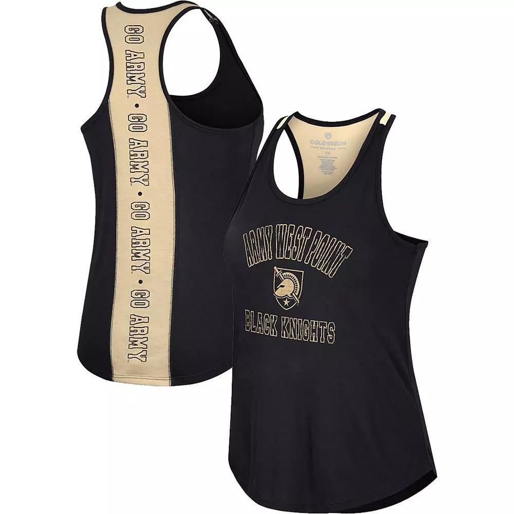 Women's Colosseum Black Army Black Knights 10 Days Racerback Scoop Neck Tank Top, Size: Large, Nc2 Black Product Image