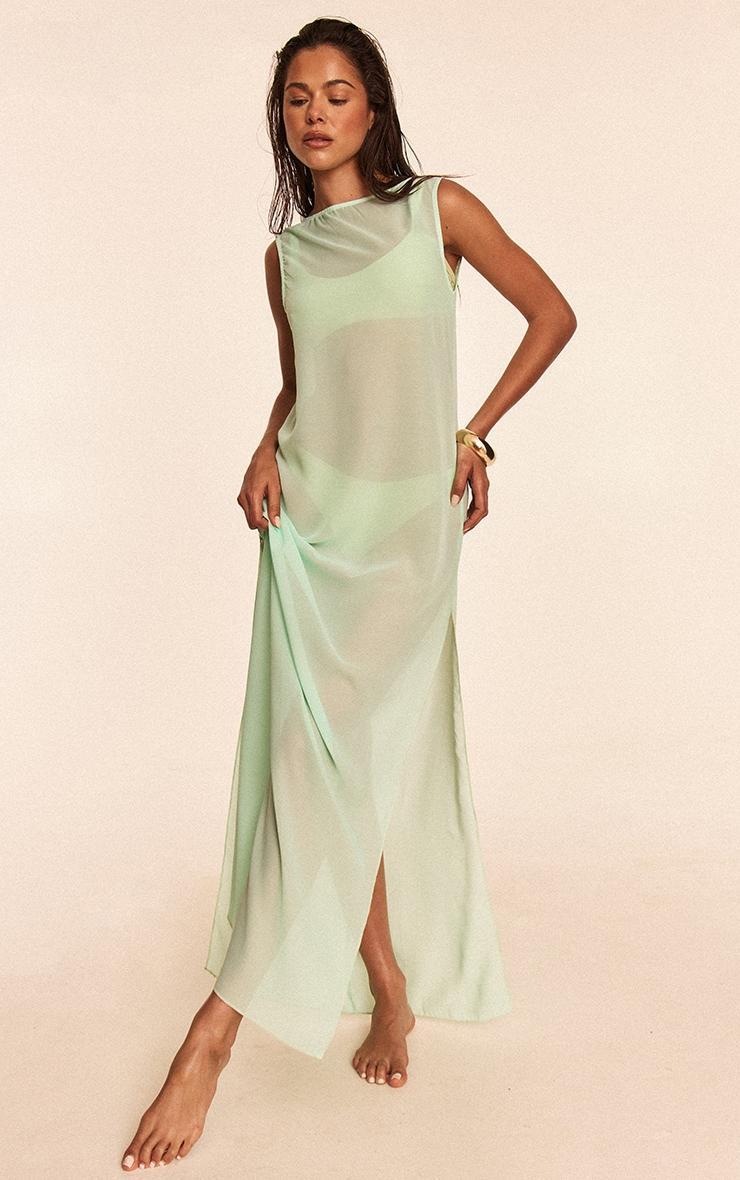 Chiffon Sleeveless Maxi Beach Dress Product Image