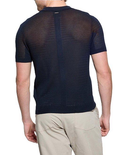 Guess Short Sleeve Mesh Stripe Rib Elijah Polo Shirt Product Image