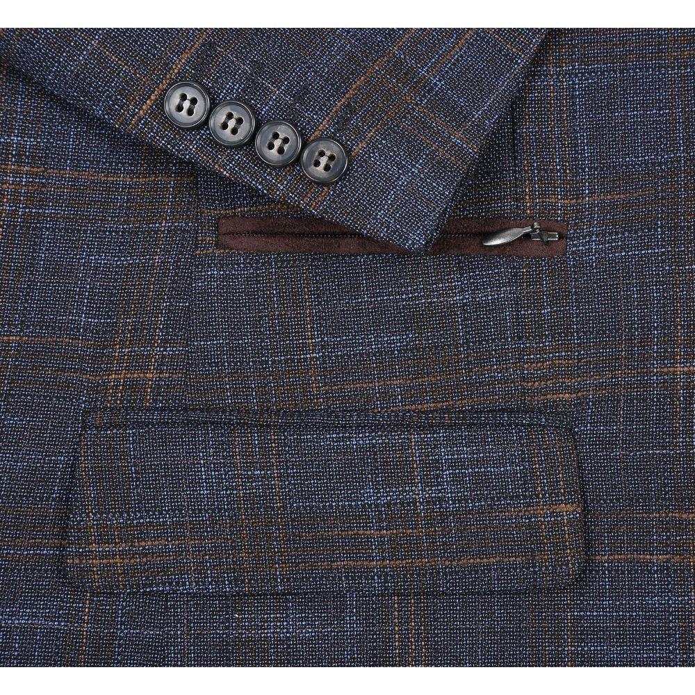 Gray Regular Fit 2 Button Plaid Blazer with Bib Product Image