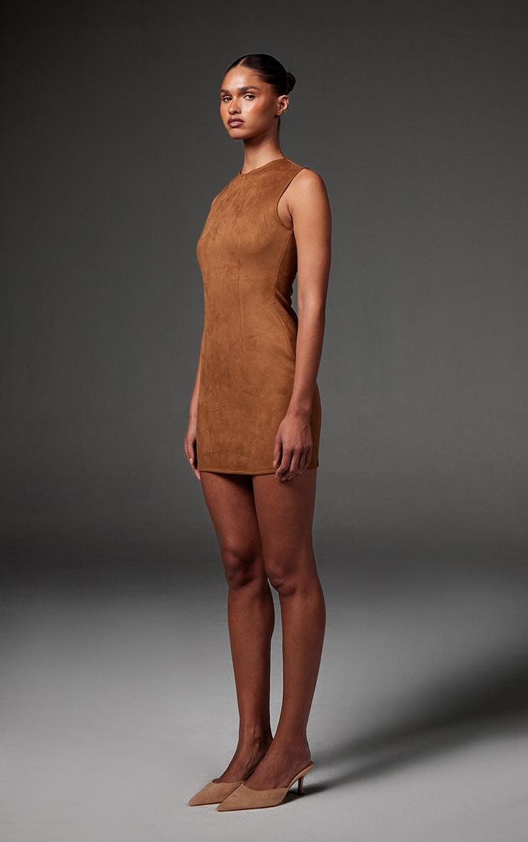 Tan Faux Suede Bodycon Dress Product Image