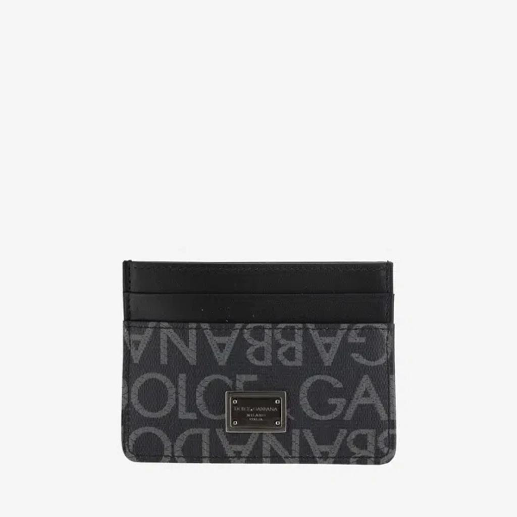 DOLCE & GABBANA Coated Jacquard Card Holder In Black Product Image