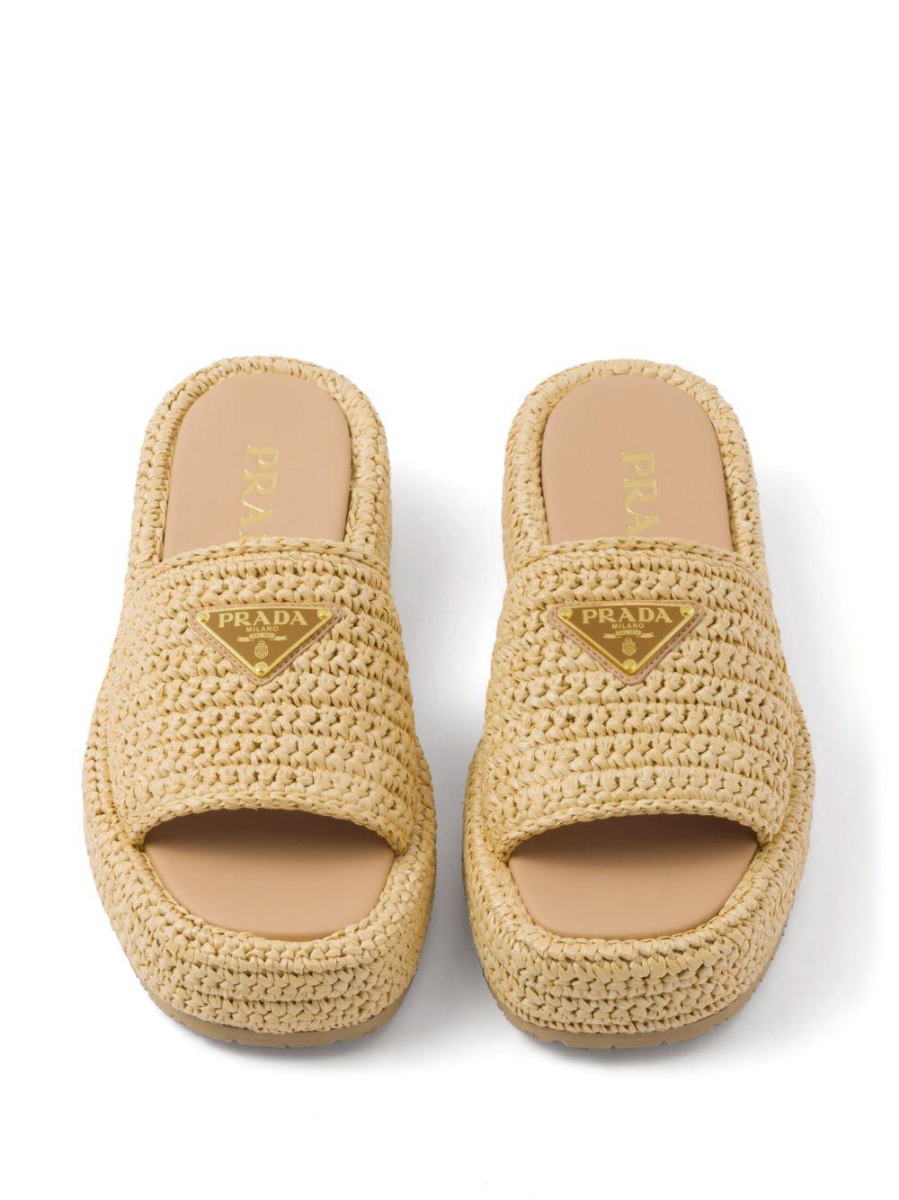 logo-plaque woven-raffia sandals Product Image