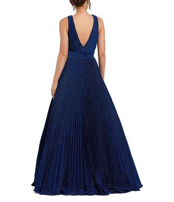 Mac Duggal Deep V-Neck Organza Shimmer Ball Gown Product Image