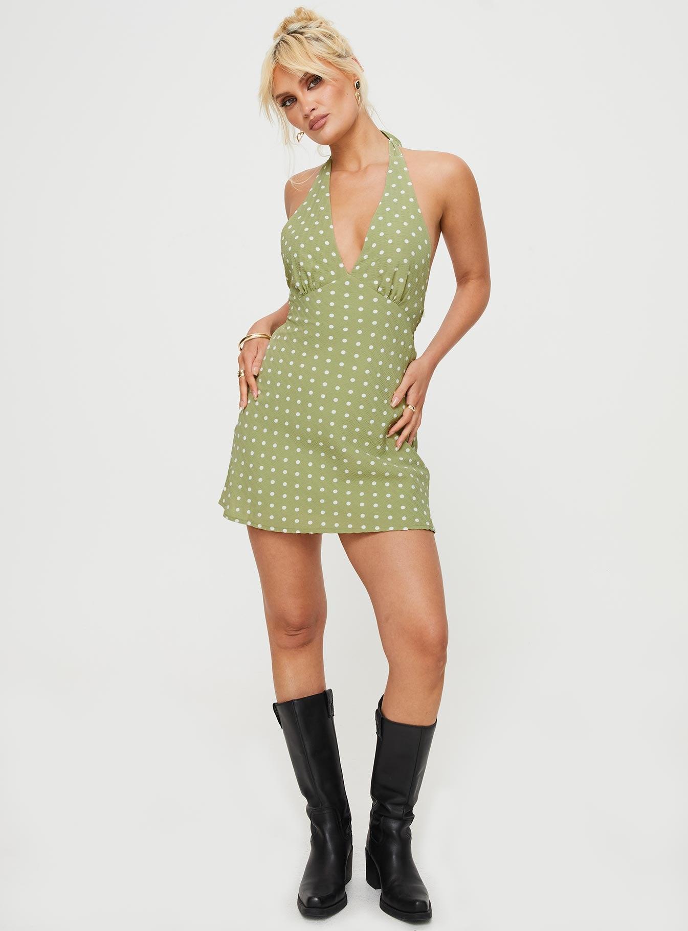 Kopra Halter Mini Dress Green Product Image