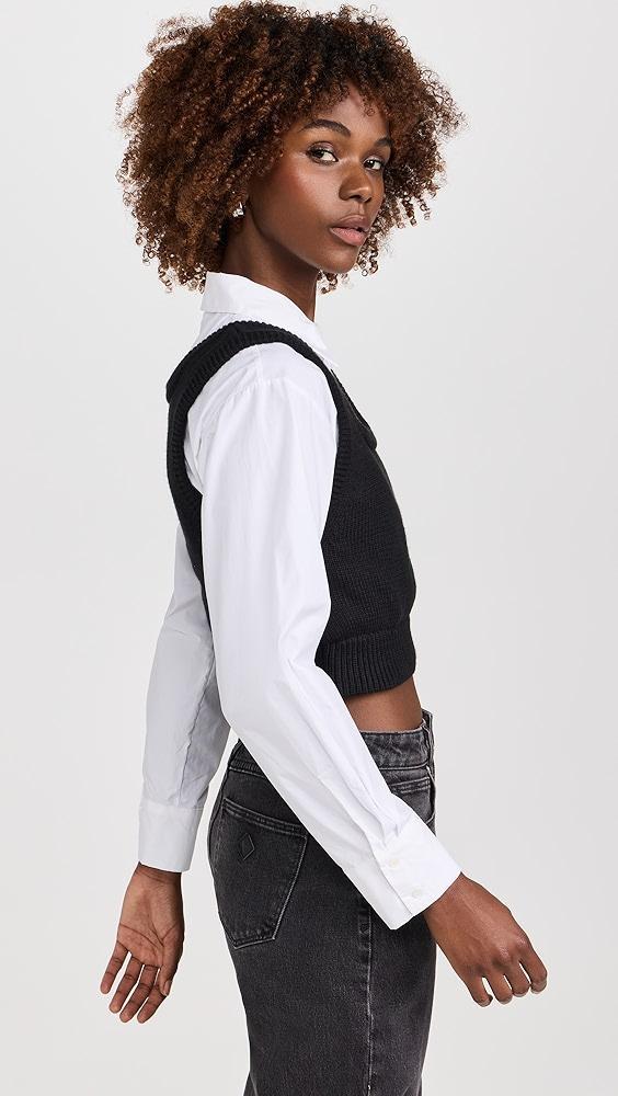 English Factory Cropped Knit Top Over Shirt | Shopbop Product Image