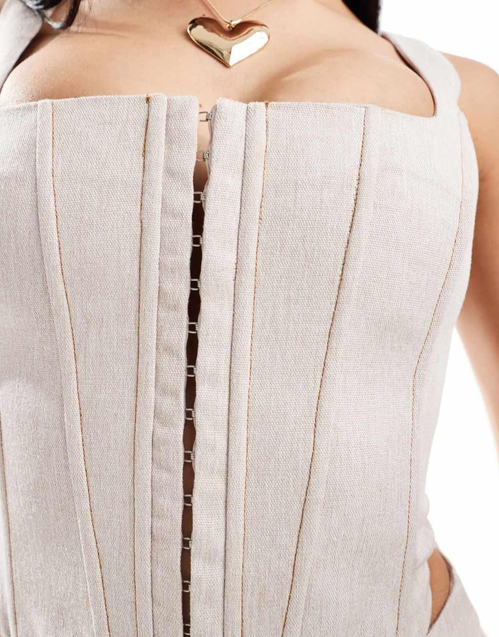 Aria Cove denim look corset top in cream - part of a set Product Image