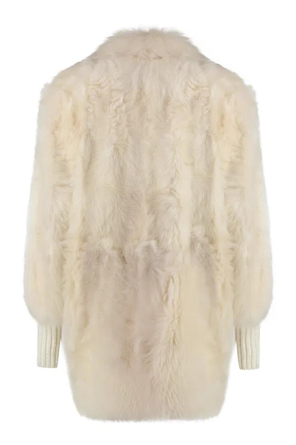 FABIANA FILIPPI Shearling Overcoat In Beige Product Image