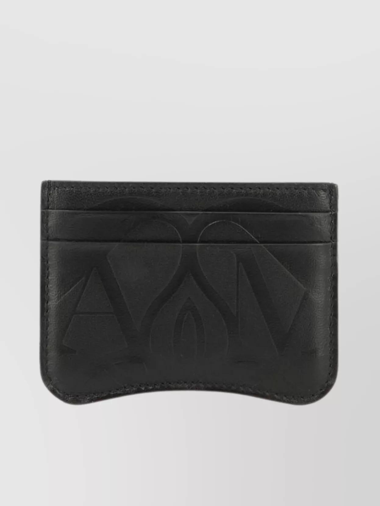 ALEXANDER MCQUEEN "the Seal" Embossed Card Holder In Black Product Image