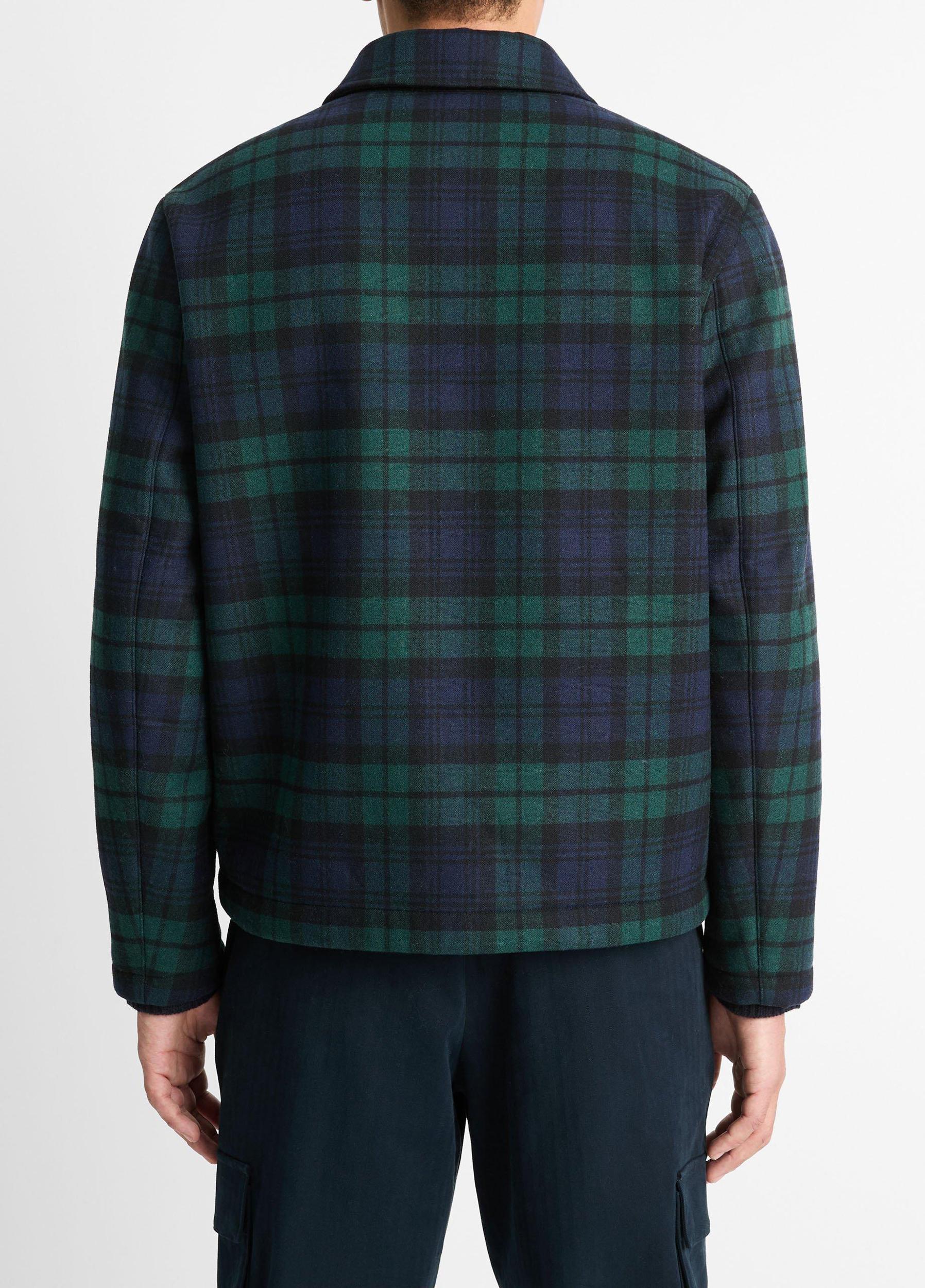 Sherpa-Lined Plaid Wool-Blend Jacket Product Image