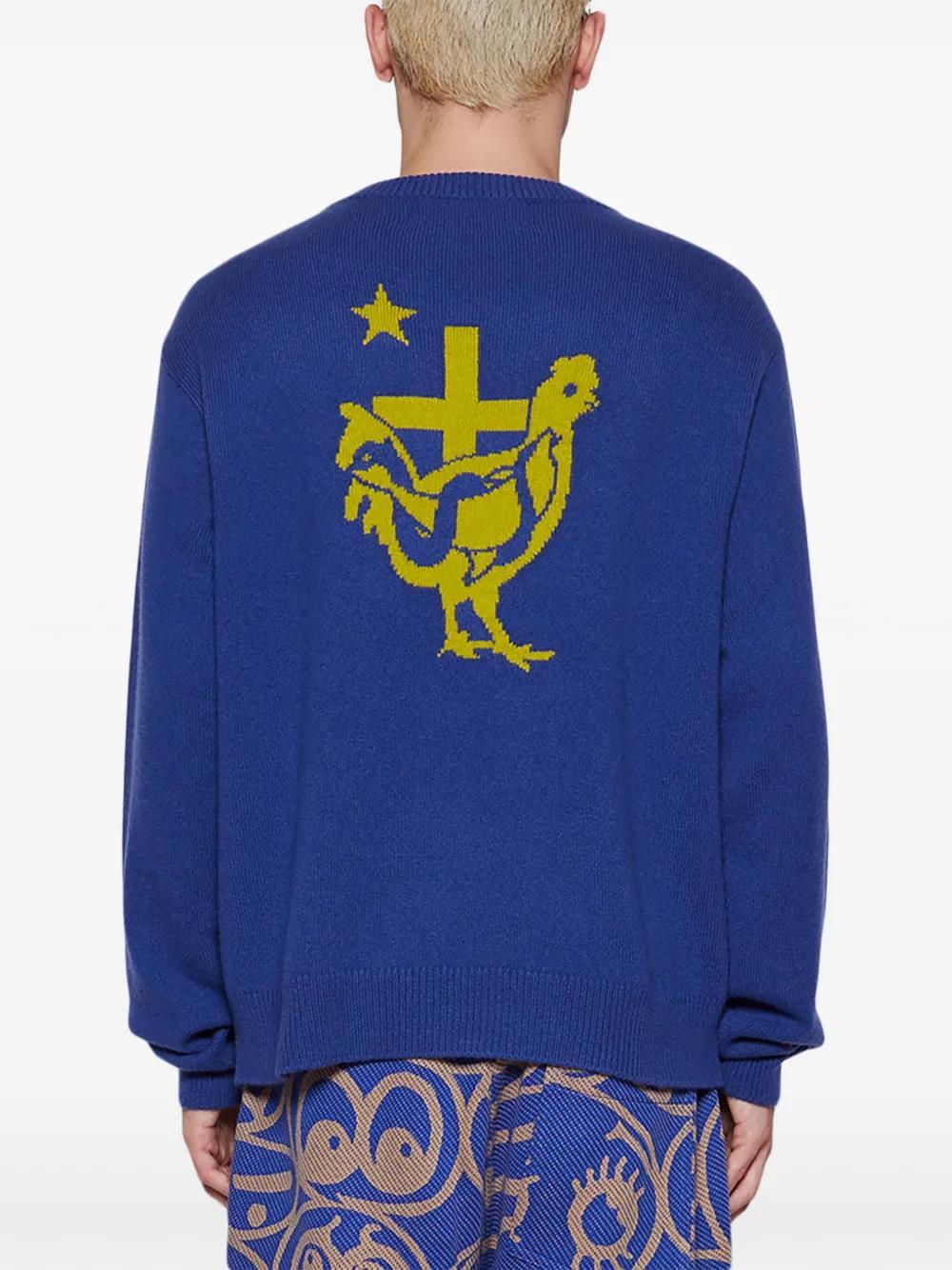 THE ELDER STATESMAN Blue Crewneck Sweatshirt In Blue Jay Product Image