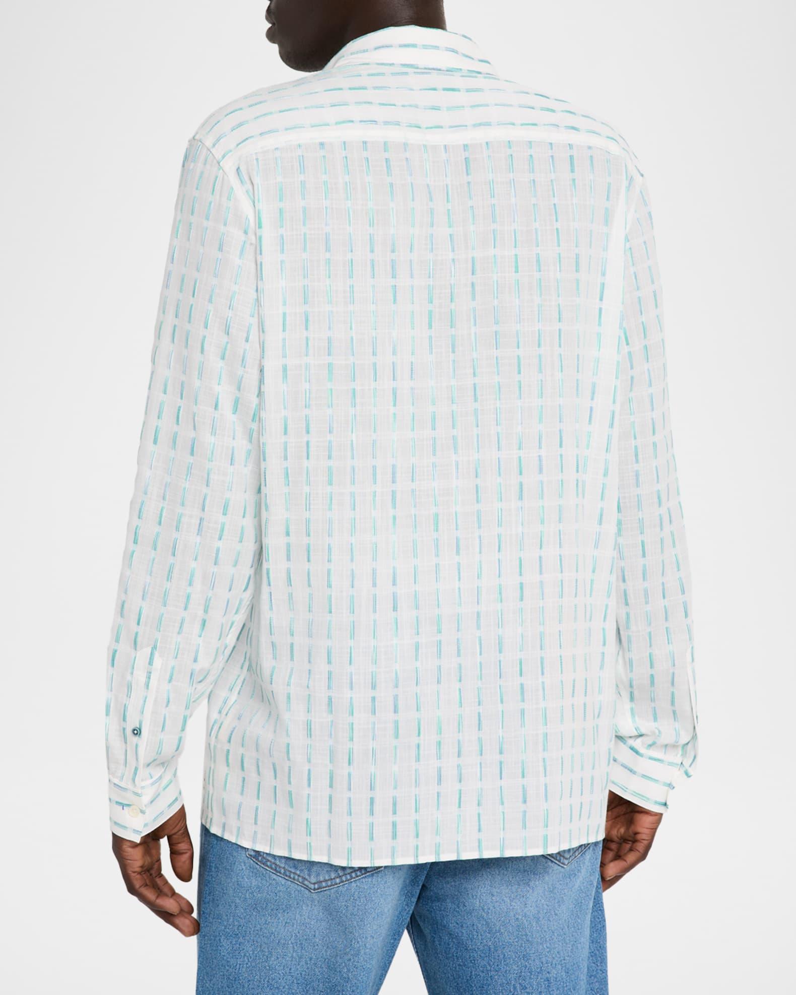 Men's Cotton Voile Stripe Casual Button-Down Shirt Product Image